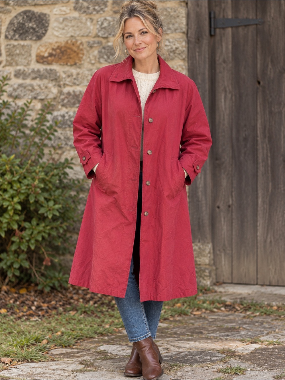 Vintage 70s London Fog Cranberry Red 3-in-1 Trench Coat 12 Petite USA Made